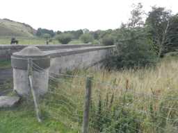 Oblique view of beginning of left face of the Railway Bridge over Gaunless, Hagger Leazes September 2016